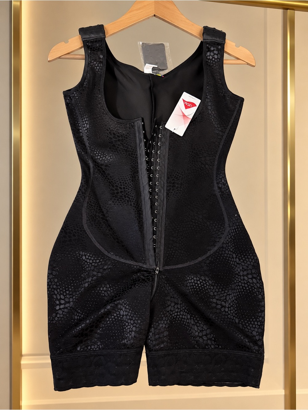 Black Lace-Trim Full Body Shaper Romper - Picture 1 of 10